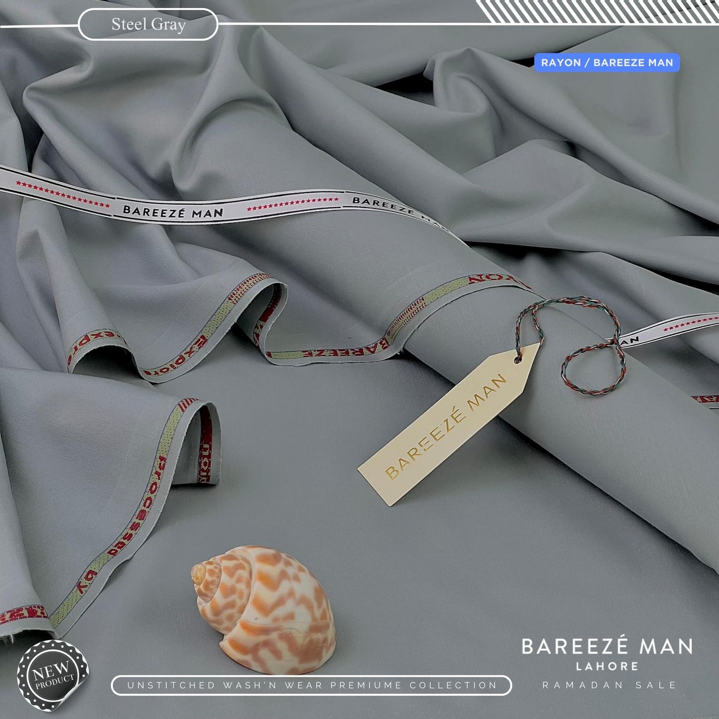 BAREEZE MAN UNSTICHEED MM-(STEEL GREY)