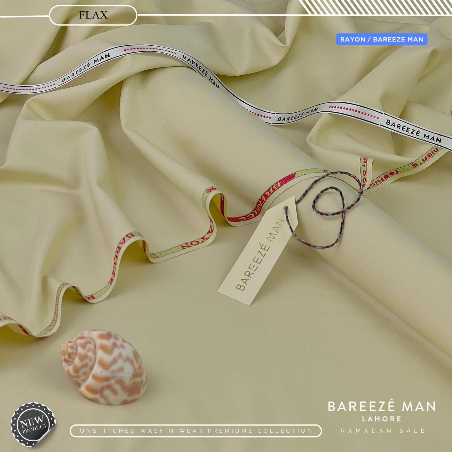 BAREEZE MAN UNSTICHEED MM-(FLAX)