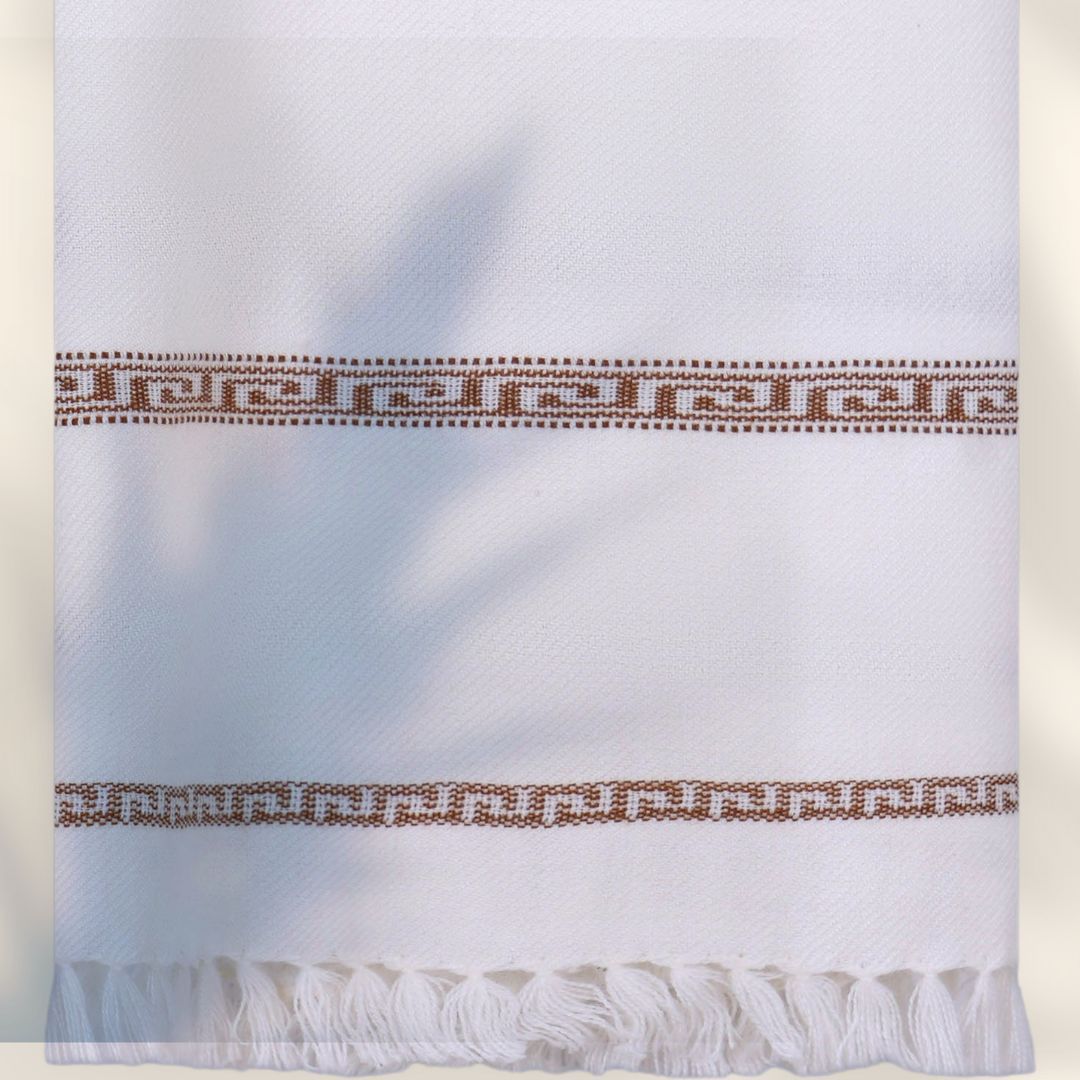 Virsa Woolen Shawl-Pearl White