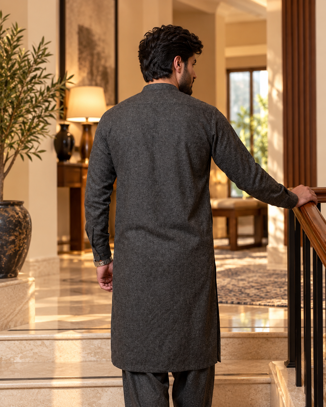 Premium Lawrencepur Pure Wool Unstitched Fabric – Luxury Winter Collection for Men - Charcoal Grey