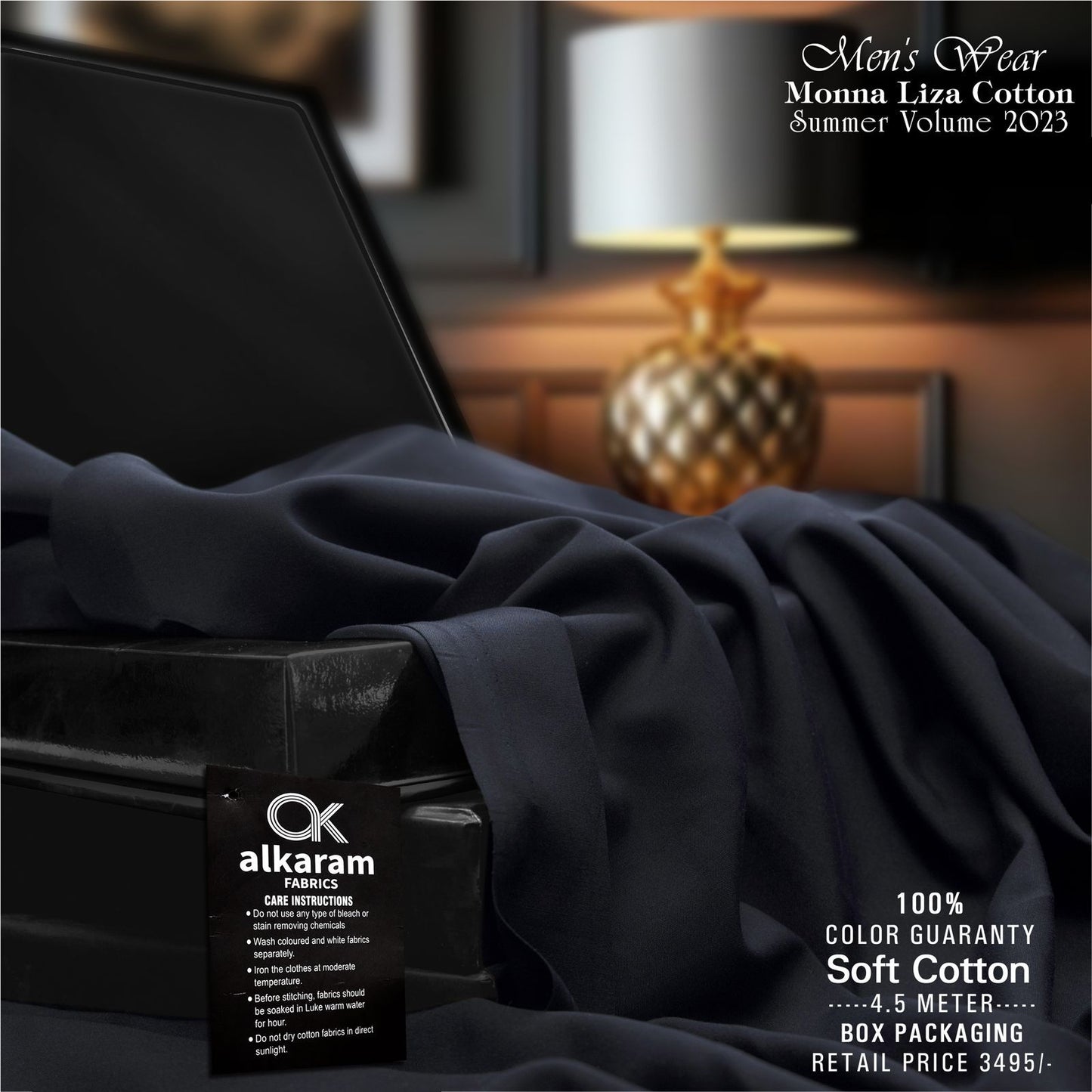 Al-karam Liza Cotton-Black-Unstitched Men's Wear