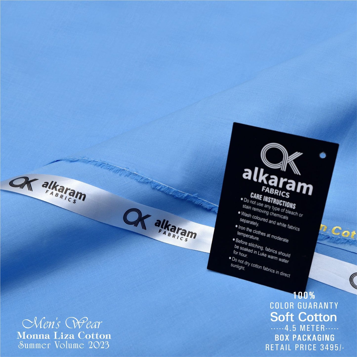 Al-karam Liza Cotton-Sky-Unstitched Men's Wear
