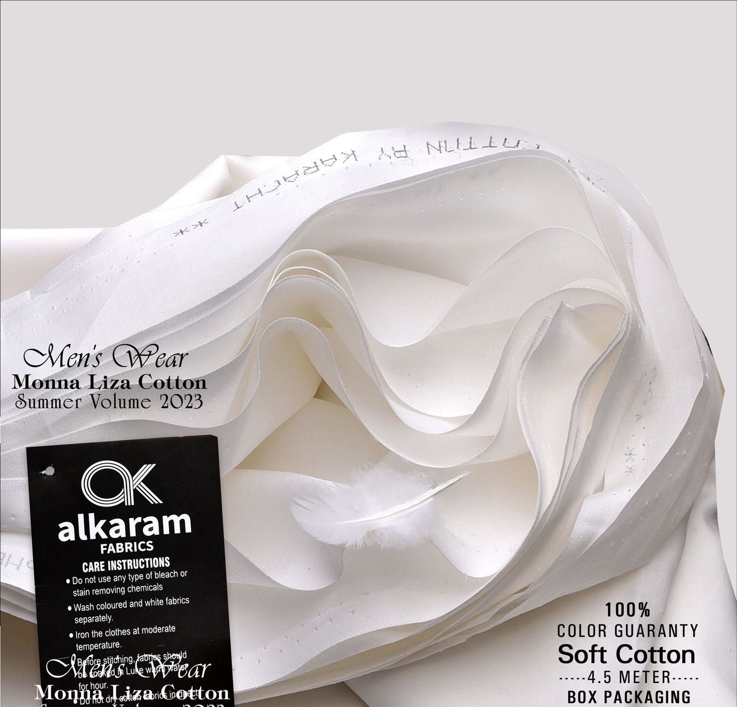 Al-karam 100% Pure Cotton-Off White -Unstitched Men's Wear-Best For Summer