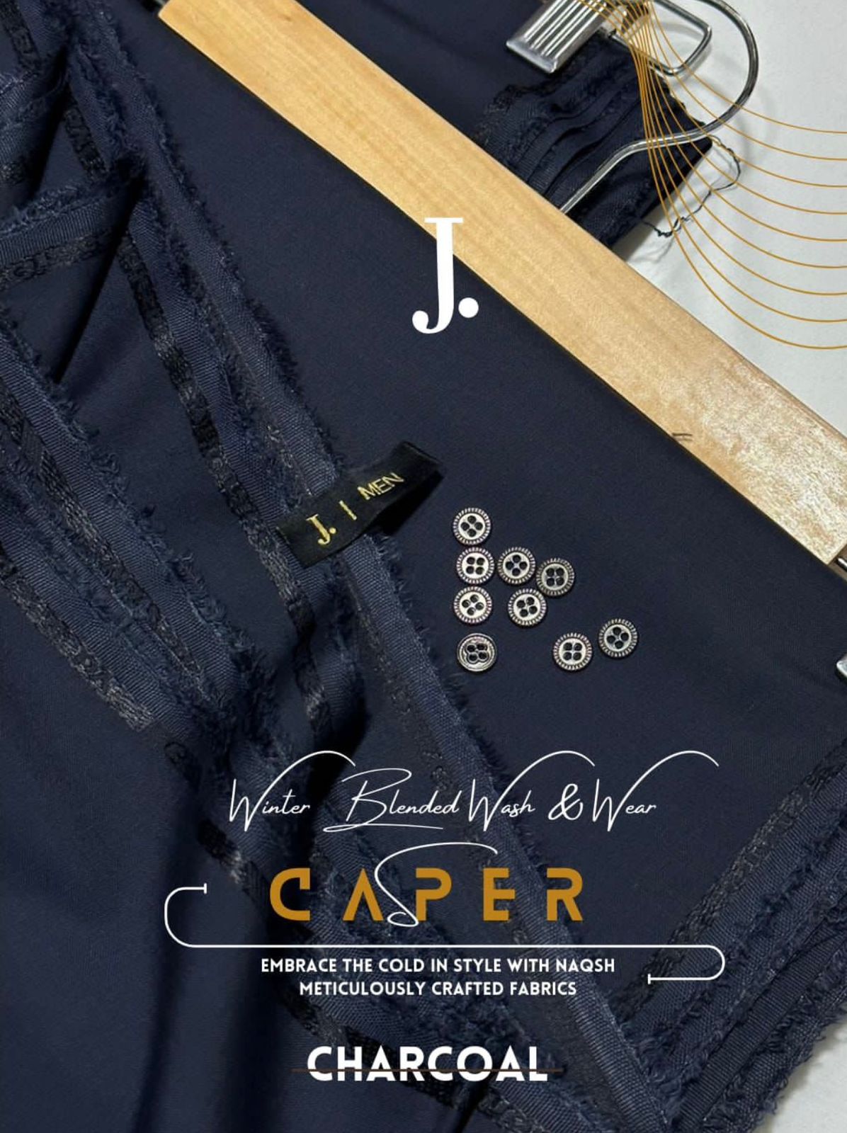 J.Casper Charcol-Unstitched Men's Wear