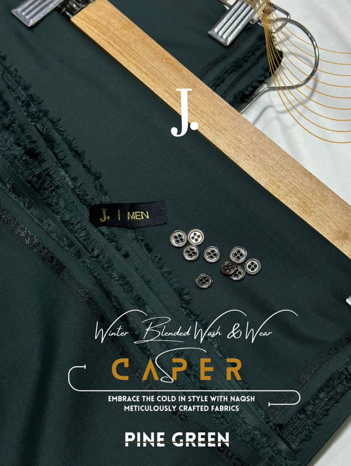 J.Casper Pine Green-Unstitched Men's Wear