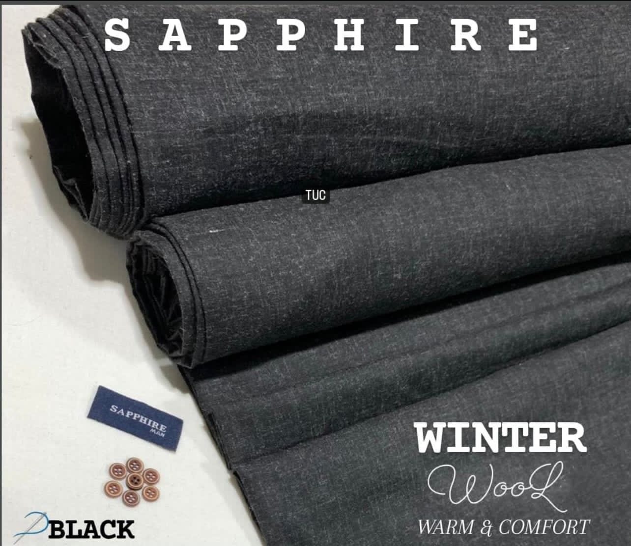 Sapphire Wool Black-Unstitched Men's wear