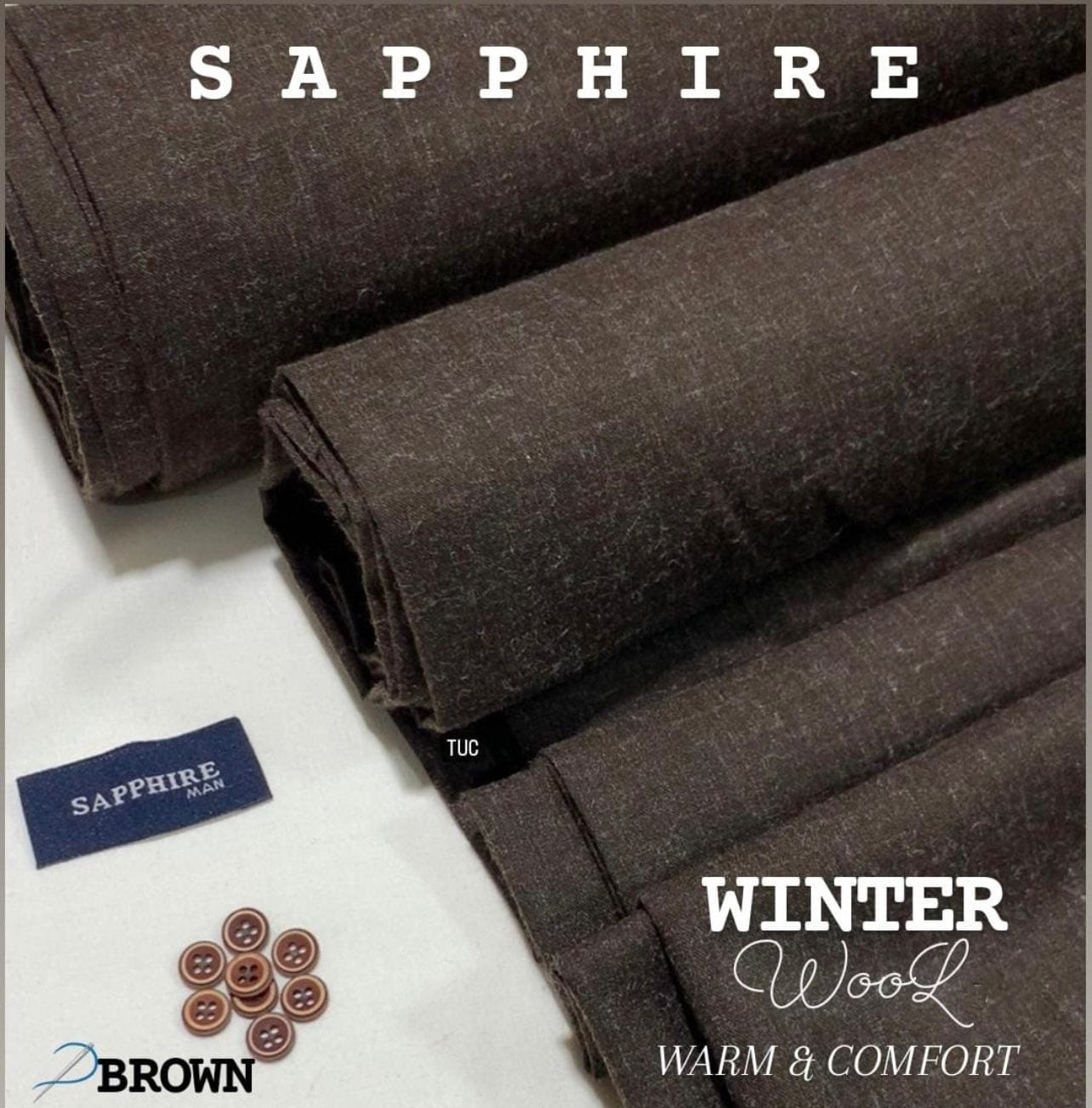 Sapphire Wool Brown-Unstitched Men's wear