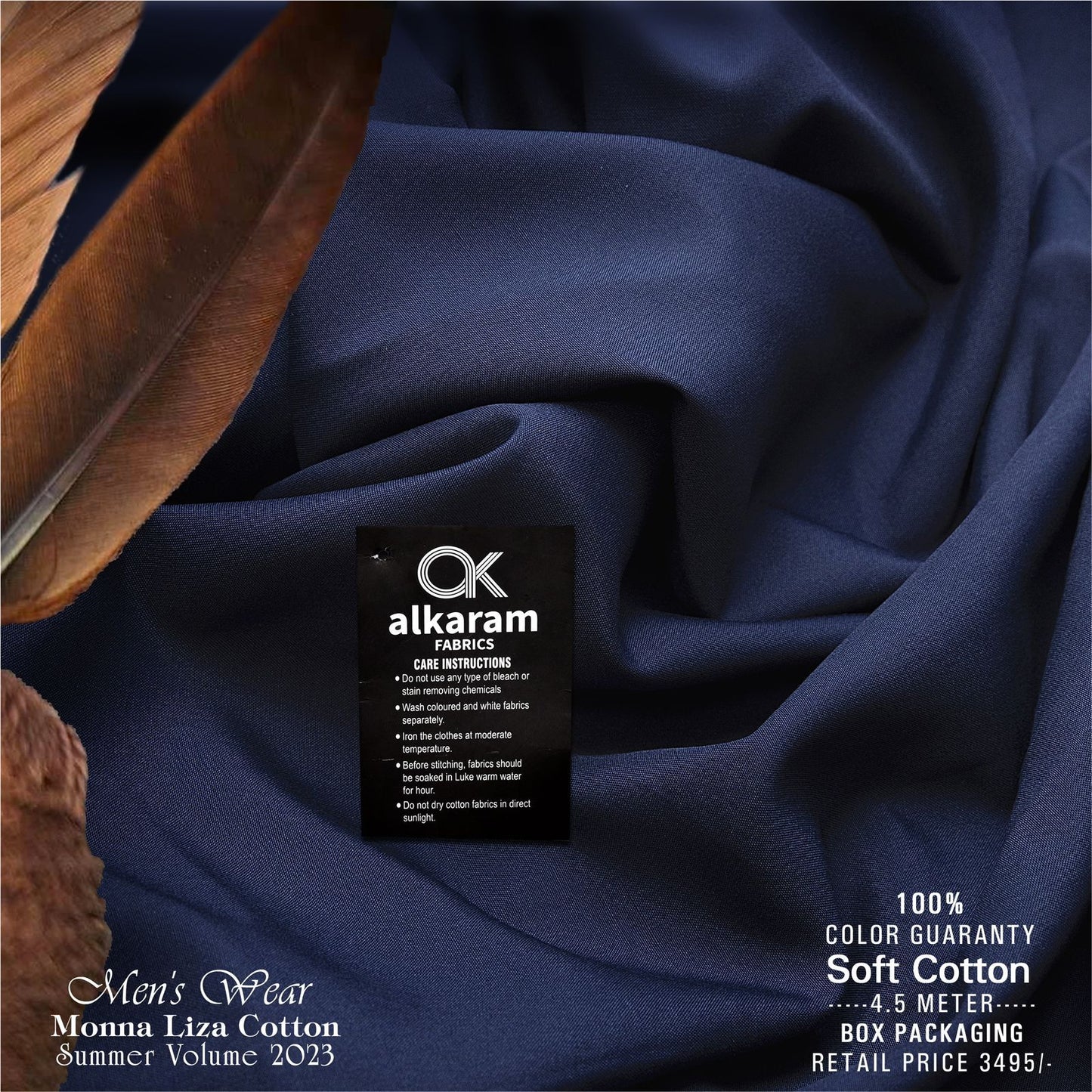Al-karam Liza Cotton-Navy-Unstitched Men's Wear