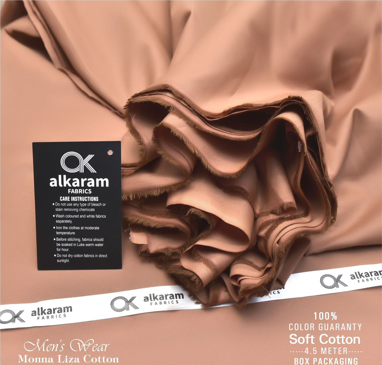 Al-karam 100% Pure Cotton-Copper Blush -Unstitched Men's Wear-Best For Summer