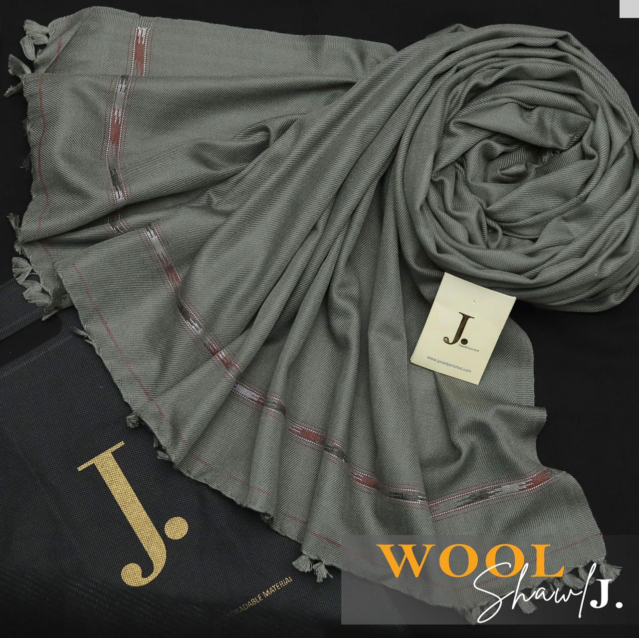 J. Wool Shawl-Ash grey