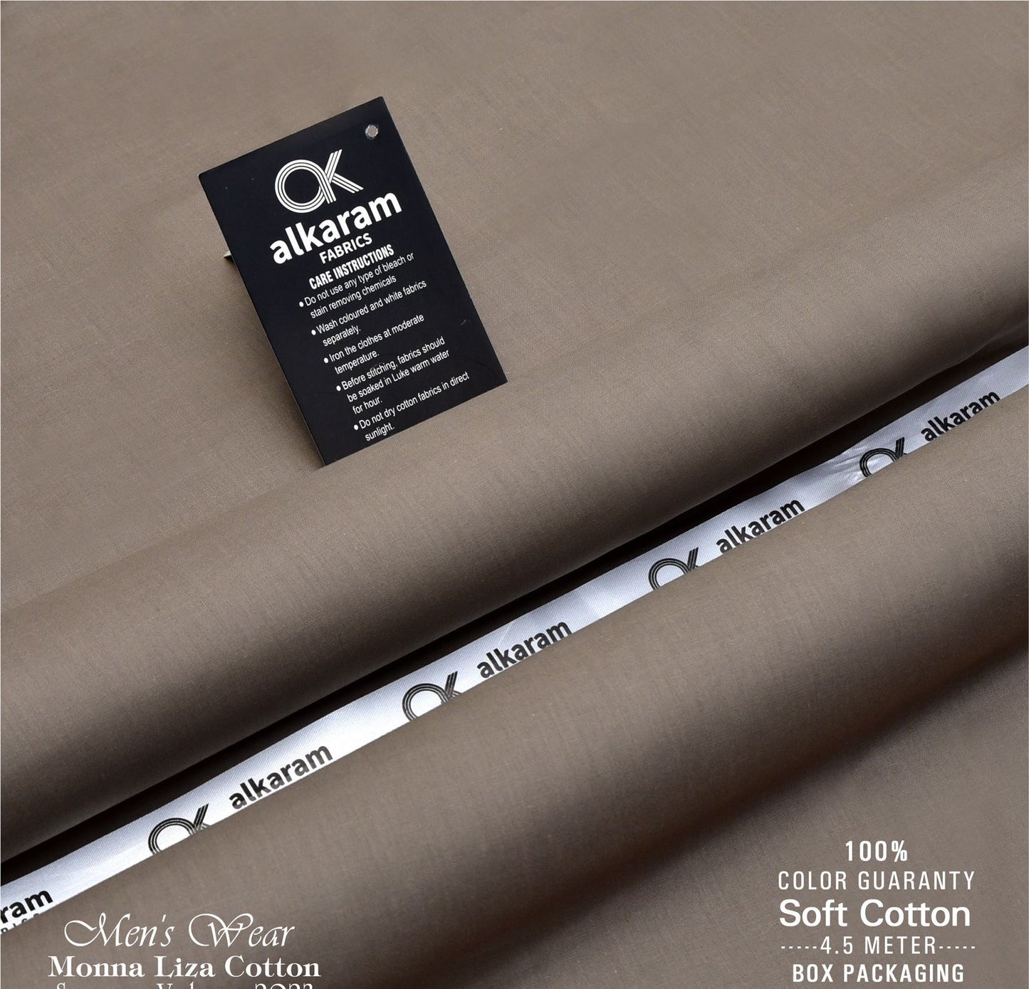 Al-karam 100% Pure Cotton-Brown -Unstitched Men's Wear-Best For Summer