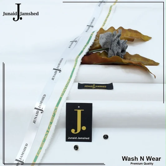 Junaid Jamshed Men's Unstitched Premium Wash & Wear Suit - White