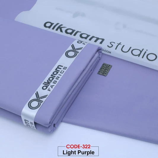 Al-karam 100% Pure Cotton- Light Purple -Unstitched Men's Wear-Allow To Open