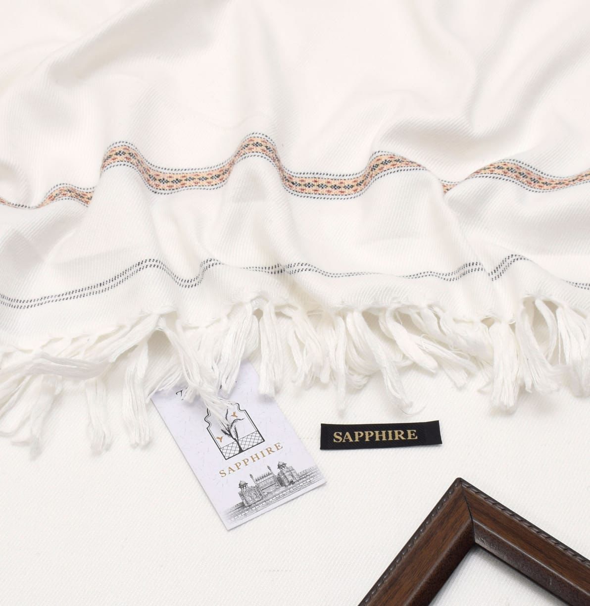 Sapphire Wool Shawl-Pearl White