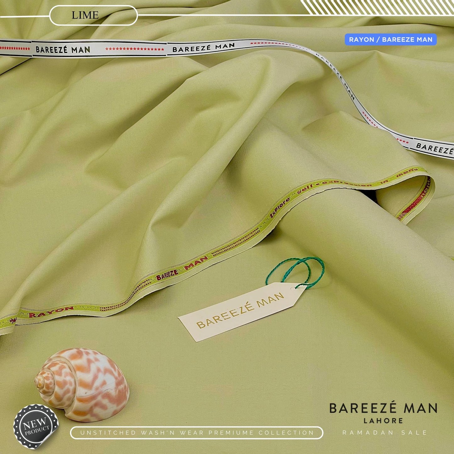 BAREEZE MAN UNSTICHEED MM-(LIME)