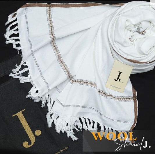 J. Wool Shawl-Pearl White