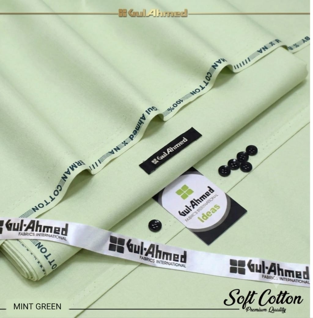 Gul Ahmed 100%Cotton-Light Pistachio-Unstitched Men's Wear | Best For Summer