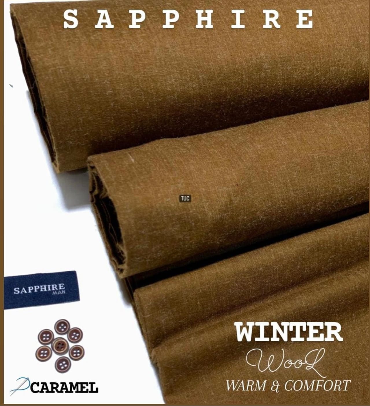 Sapphire Wool Caramel-Unstitched Men's wear