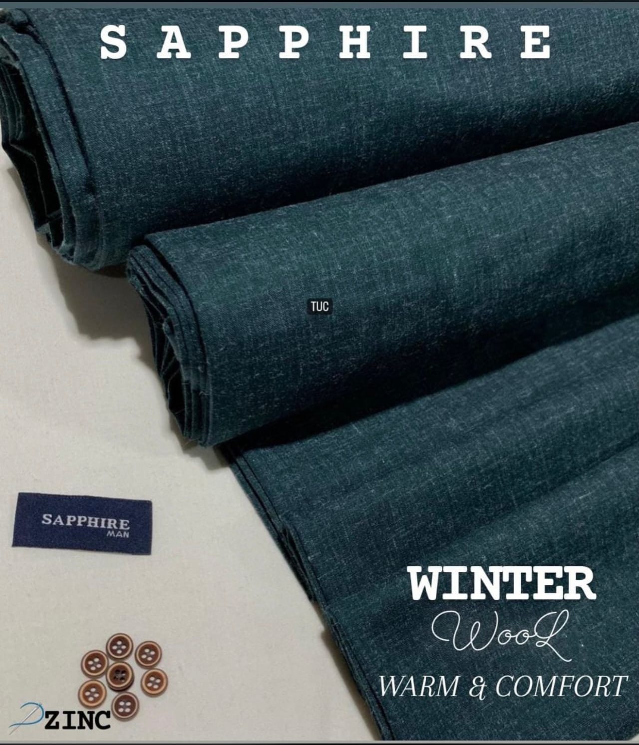 Sapphire Wool Zinc-Unstitched Men's wear