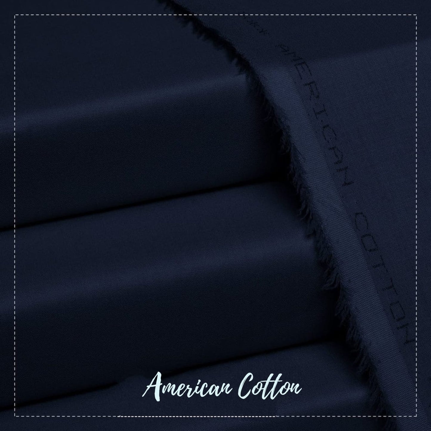 American Cotton Navy Blue - Unstitched Men's Wear by MM VIRSA