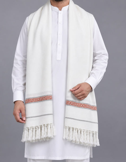 Premium Hand made Wool Shawl – Crafted by Hand, Made for Winter - Allow to Open Parcel - Off White