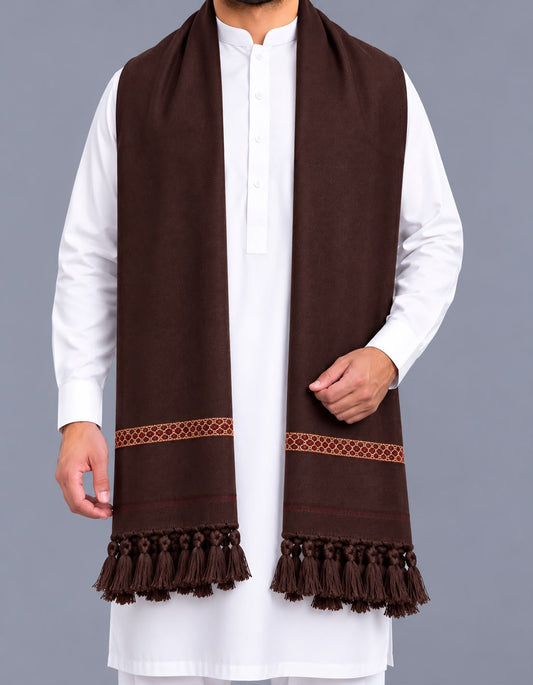 Premium Hand made Wool Shawl – Crafted by Hand, Made for Winter - Allow to Open Parcel - Dark Chocolate Brown