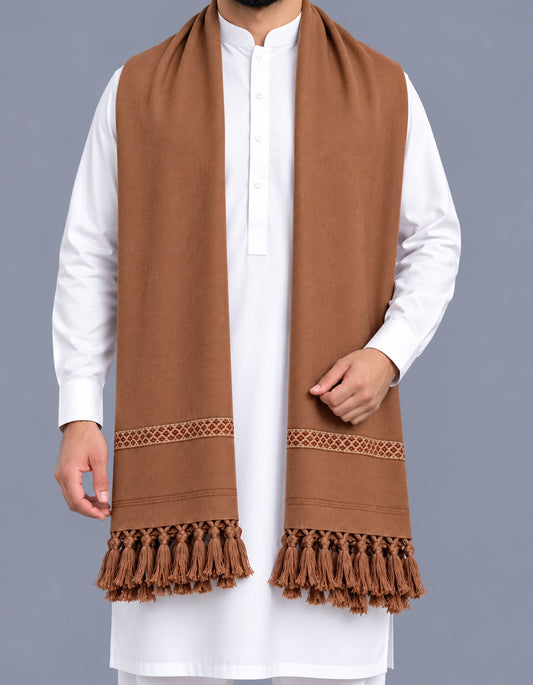 Premium Hand made Wool Shawl – Crafted by Hand, Made for Winter - Allow to Open Parcel - Camel Brown
