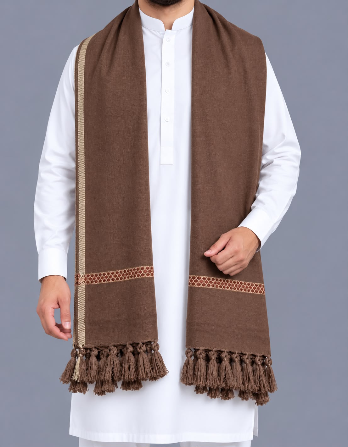Premium Hand made Wool Shawl – Crafted by Hand, Made for Winter - Allow to Open Parcel - Mocha Brown