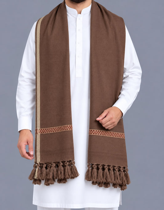Premium Hand made Wool Shawl – Crafted by Hand, Made for Winter - Allow to Open Parcel - Mocha Brown