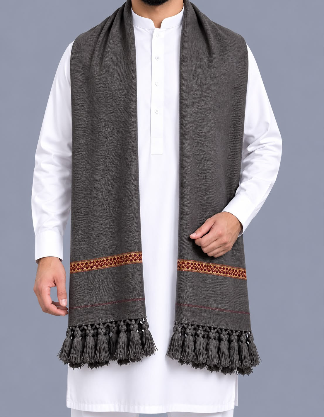 Premium Hand made Wool Shawl – Crafted by Hand, Made for Winter - Allow to Open Parcel - Charcoal Grey