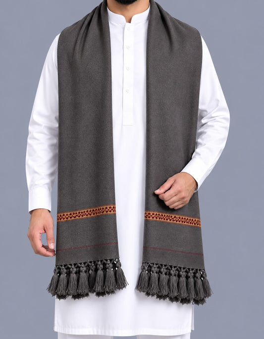Premium Hand made Wool Shawl – Crafted by Hand, Made for Winter - Allow to Open Parcel - Charcoal Grey