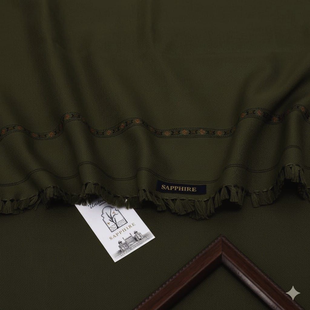 Sapphire Wool Shawl-Olive Green