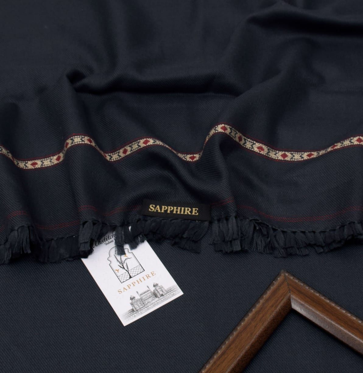 Sapphire Wool Shawl-Navy