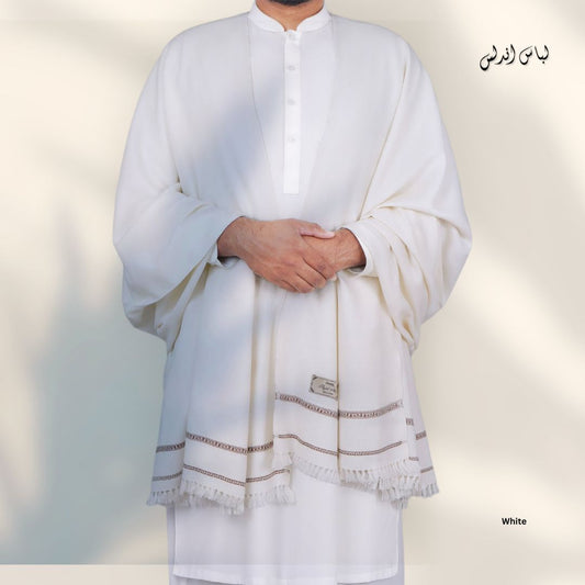 Virsa Woolen Shawl-Pearl White
