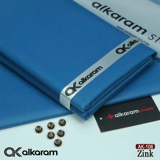 Al-karam 100% Pure Cotton-Navy Blue -Unstitched Men's Wear-Allow To Open