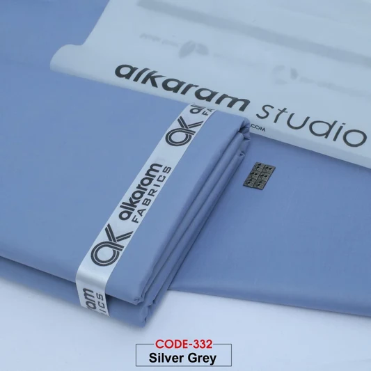 Al-karam 100% Pure Cotton- Silver Grey -Unstitched Men's Wear-Allow To Open