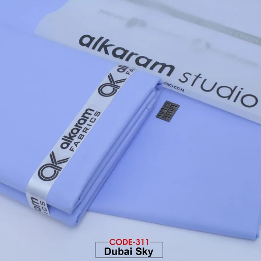 Al-karam 100% Pure Cotton- Dubai Sky -Unstitched Men's Wear-Allow To Open