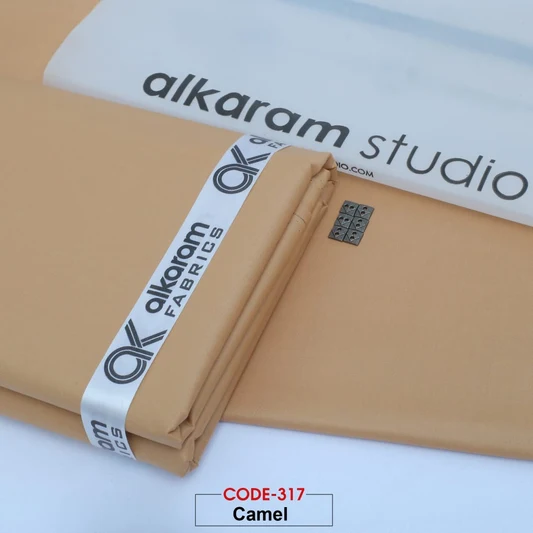 Al-karam 100% Pure Cotton-Camel-Unstitched Men's Wear-Allow To Open