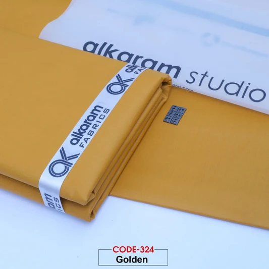 Al-karam 100% Pure Cotton-Golden-Unstitched Men's Wear-Allow To Open