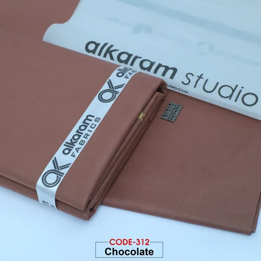 Al-karam 100% Pure Cotton-Chocolate Brown-Unstitched Men's Wear-Allow To Open