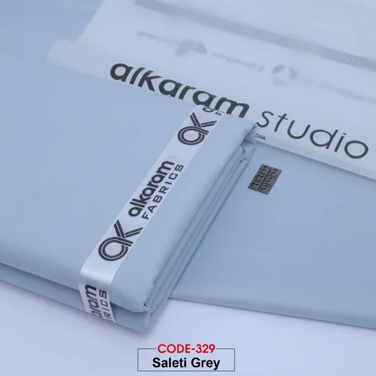 Al-karam 100% Pure Cotton- Saleti Grey -Unstitched Men's Wear-Allow To Open