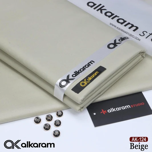 Al-karam 100% Pure Cotton- Light Grey -Unstitched Men's Wear-Allow To Open