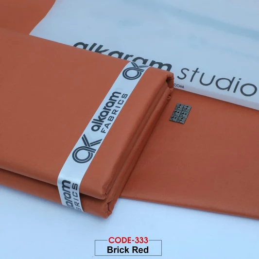 Al-karam 100% Pure Cotton-Brick Red-Unstitched Men's Wear-Allow To Open