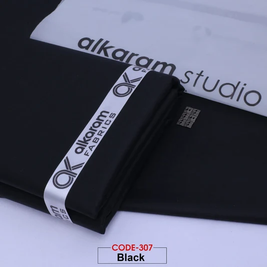 Al-karam 100% Pure Cotton-Black-Unstitched Men's Wear-Allow To Open