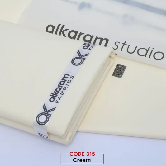Al-karam 100% Pure Cotton-Cream-Unstitched Men's Wear-Allow To Open