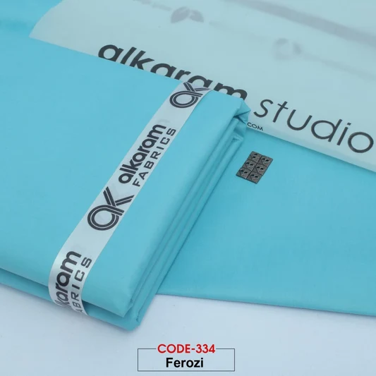 Al-karam 100% Pure Cotton- Ferozi -Unstitched Men's Wear-Allow To Open