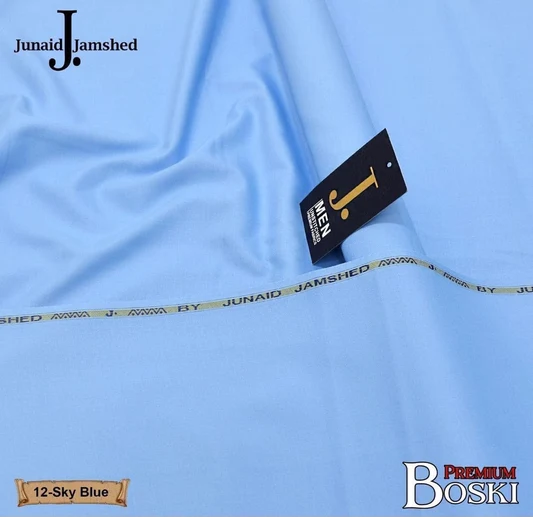 Junaid Jamshed Men's Unstitched Premium Wash & Wear Suit - Sky Blue